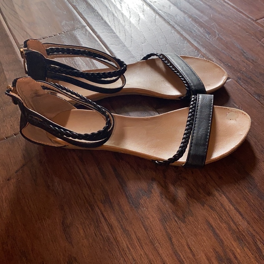Bella Marie black ankle strap zip back closure sandals 7.5 Birken-15 - Picture 5 of 8